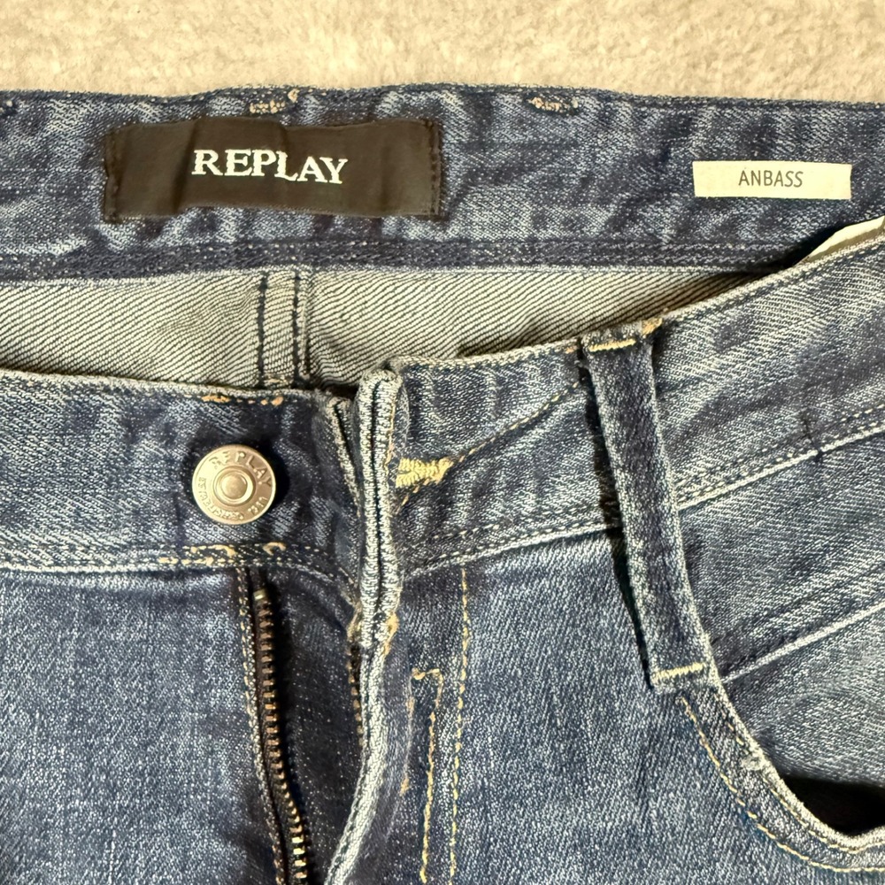 Replay Anbass Slim Fit Jeans Mens 34x32 Medium Wash Blue Denim M914 - Picture 3 of 14